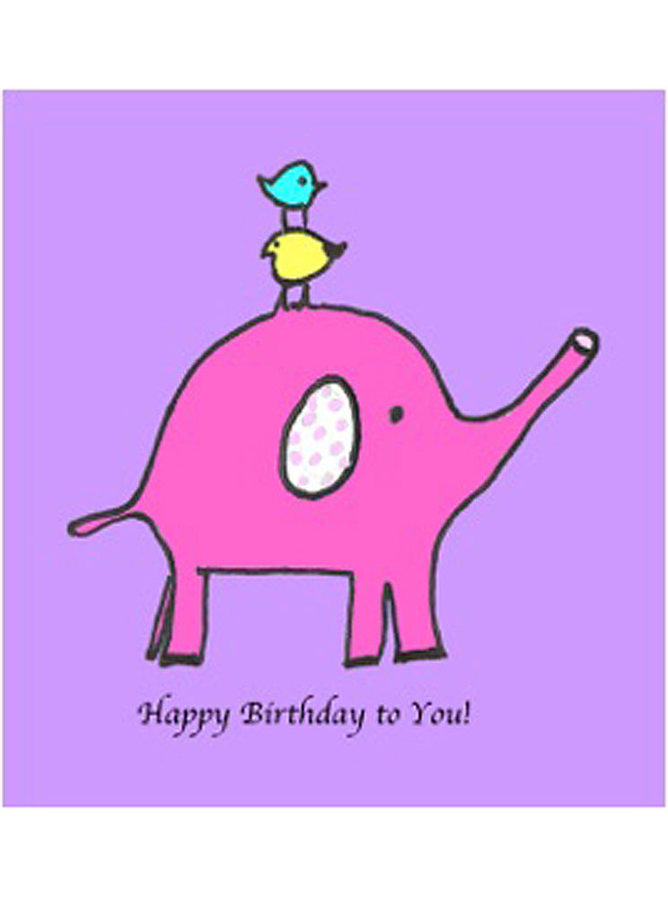 Birthday Card - Pink Elephant Birthday
