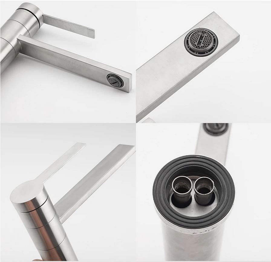 Miniature : Mitigeur Bep _acier inoxydable_brossé, bec et tête du bec rotative