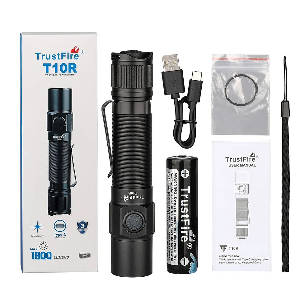 T10R Tactical Flashlight 1800Lumen Powerful Type C USB Rechargeable