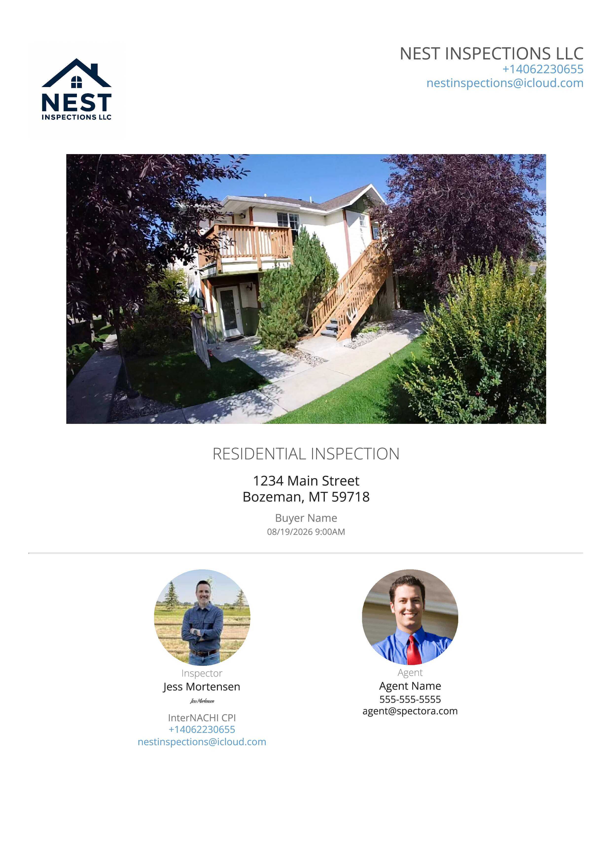 Nest Inspections sample report summary page 1