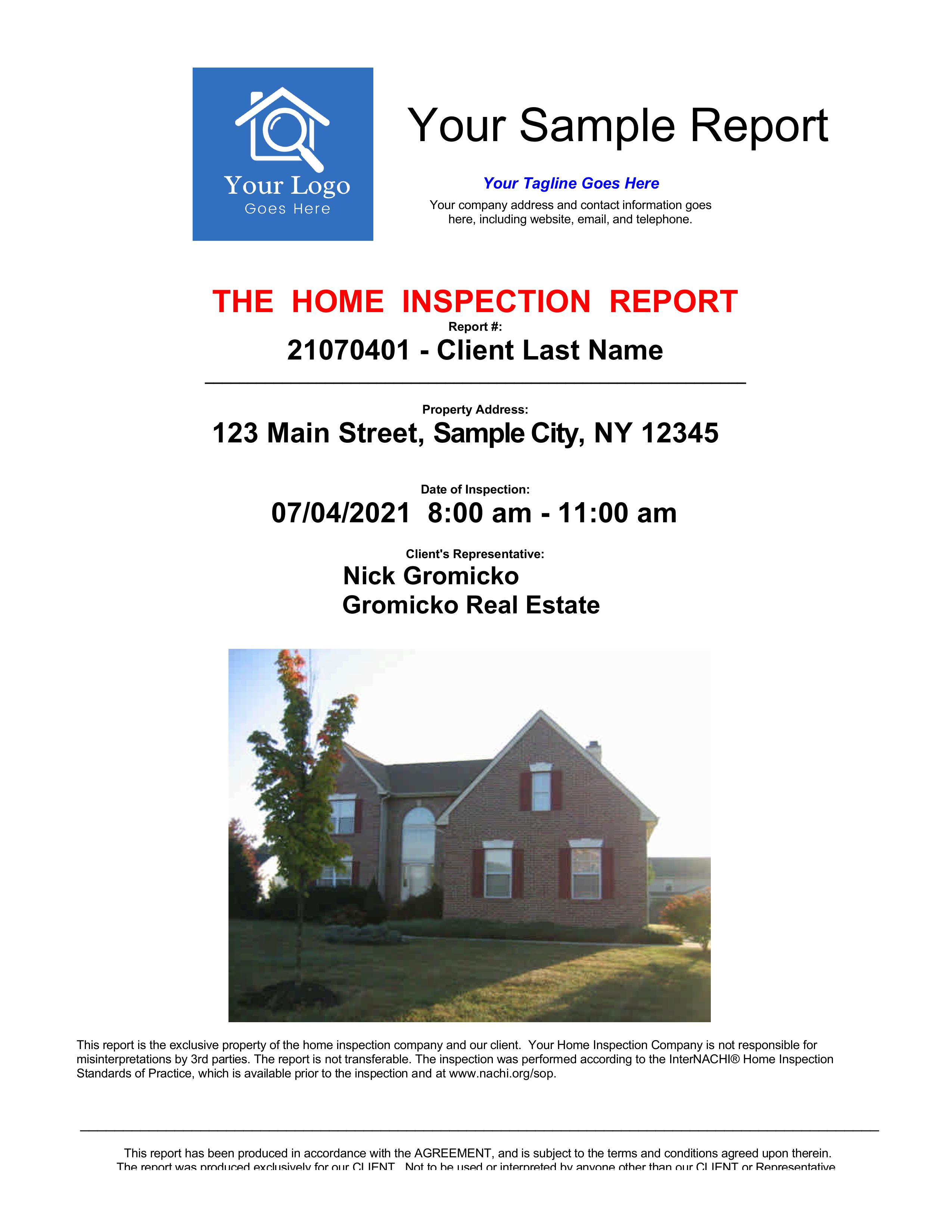 Sample Report Cover Page