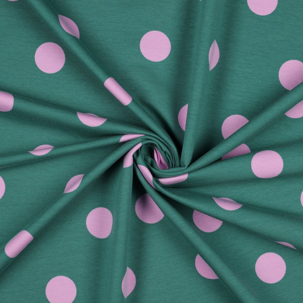 French Terry Spots Pink and Green