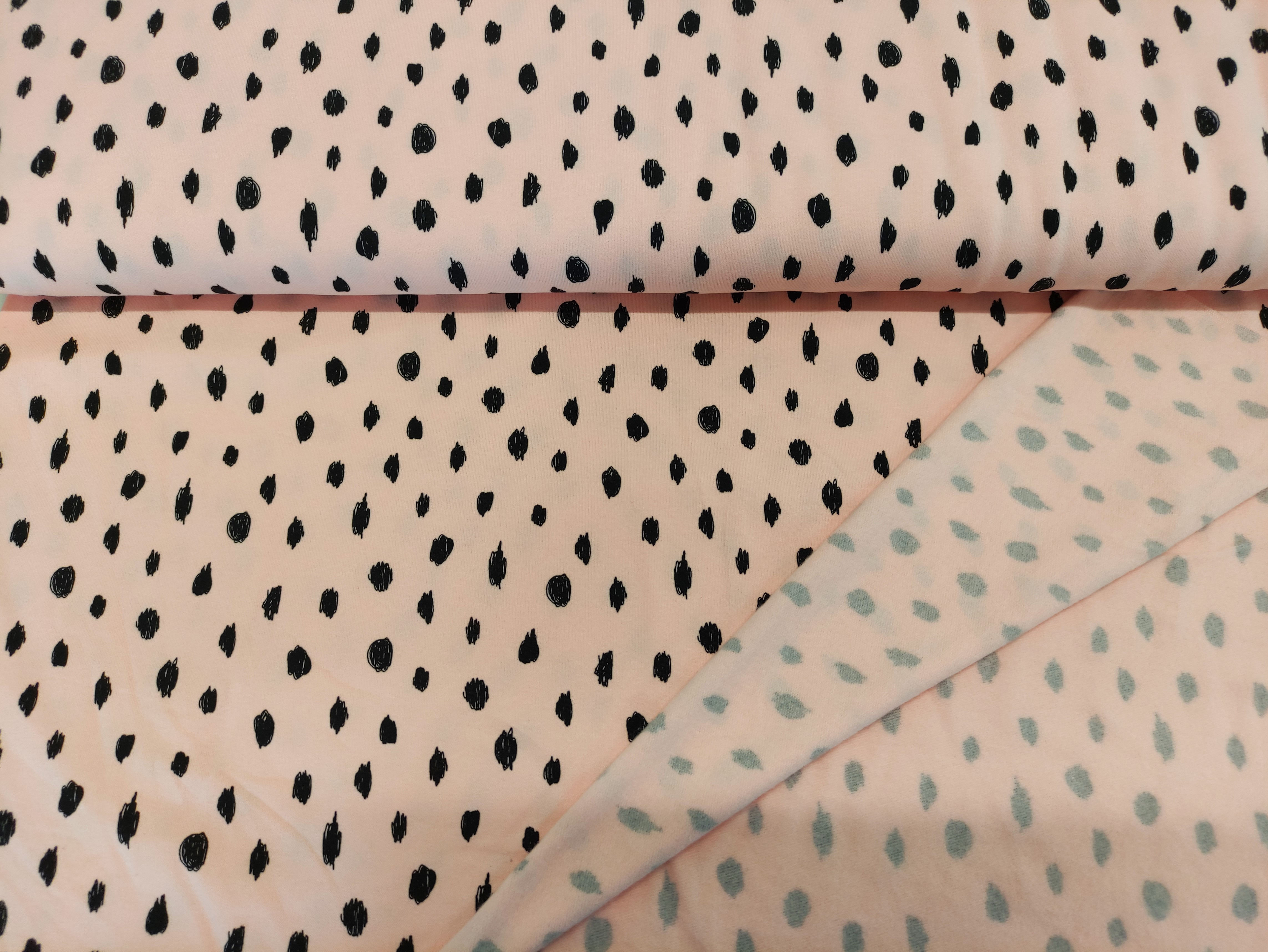 Scribbly Dot on Dusty Pink Cotton Soft Sweat