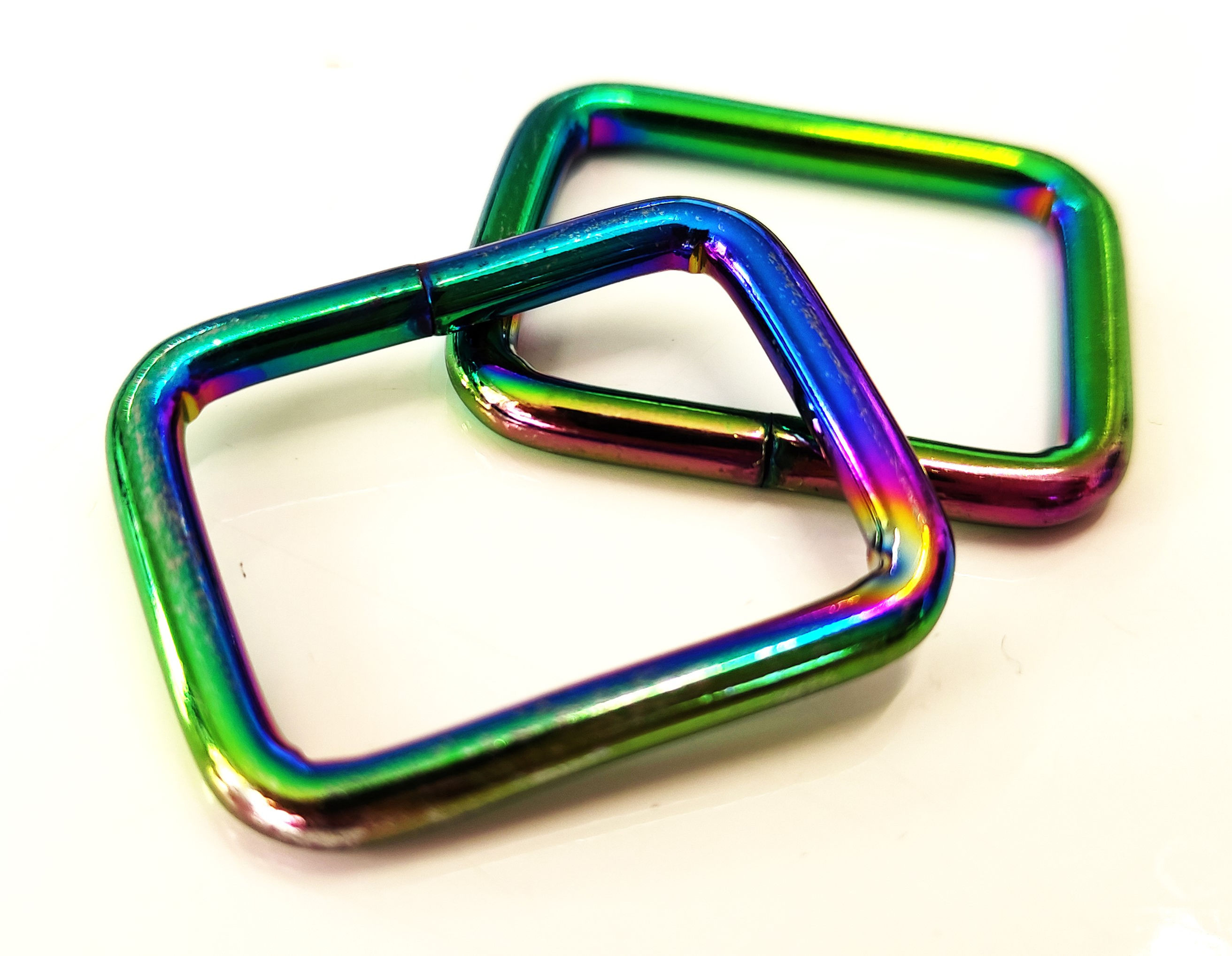 25mm (Pair) Metal Square Rings (Rainbow)