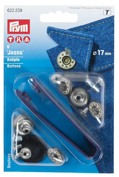 Prym Jeans Buttons Silver 17mm 8 Pack