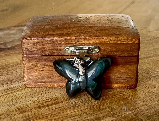 Miniature : Pendentif Papillon OBSIDIENNE OEIL CELESTE