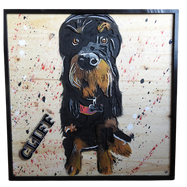 Chien personnalisé, gravé et peint à la main sur du bois d'après photo