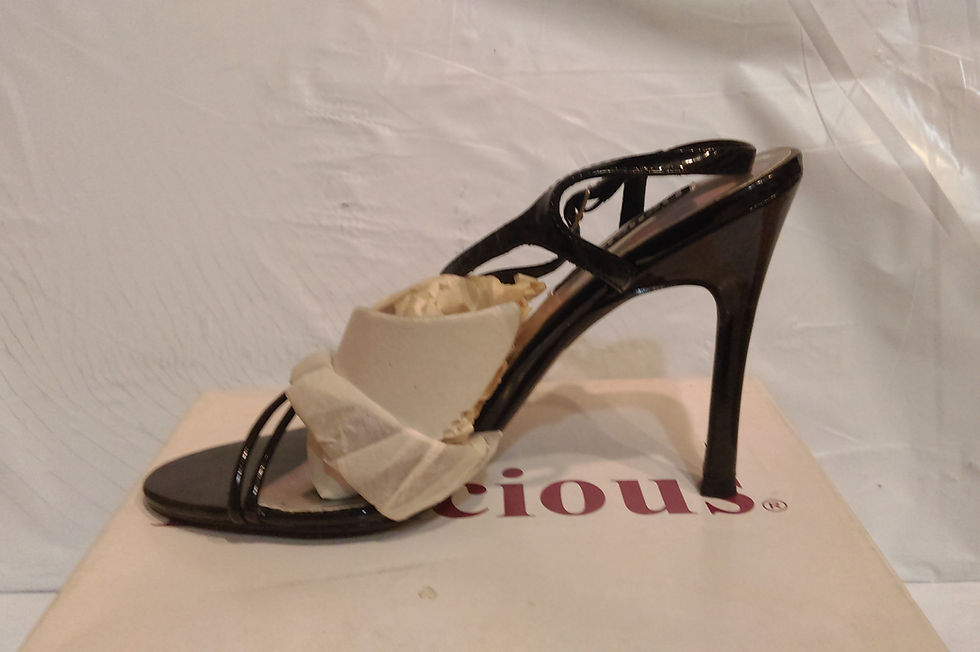 Thumbnail: Delicious Shoes Style:  "PAPAYA", 4" Black Patent Sandal