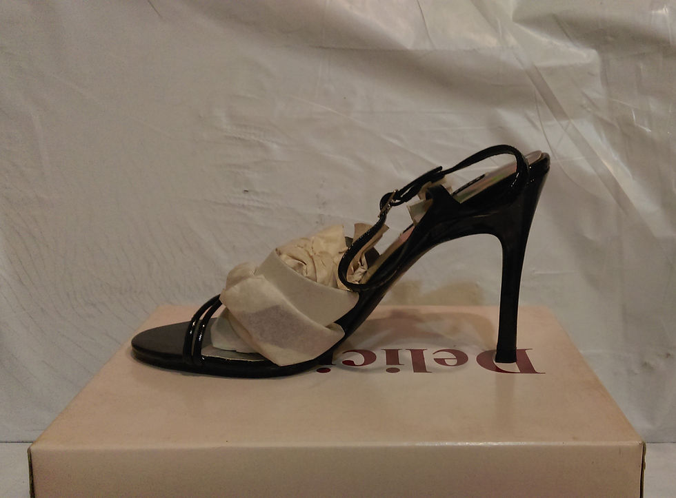 Thumbnail: Delicious Shoes Style:  "PAPAYA", 4" Black Patent Sandal