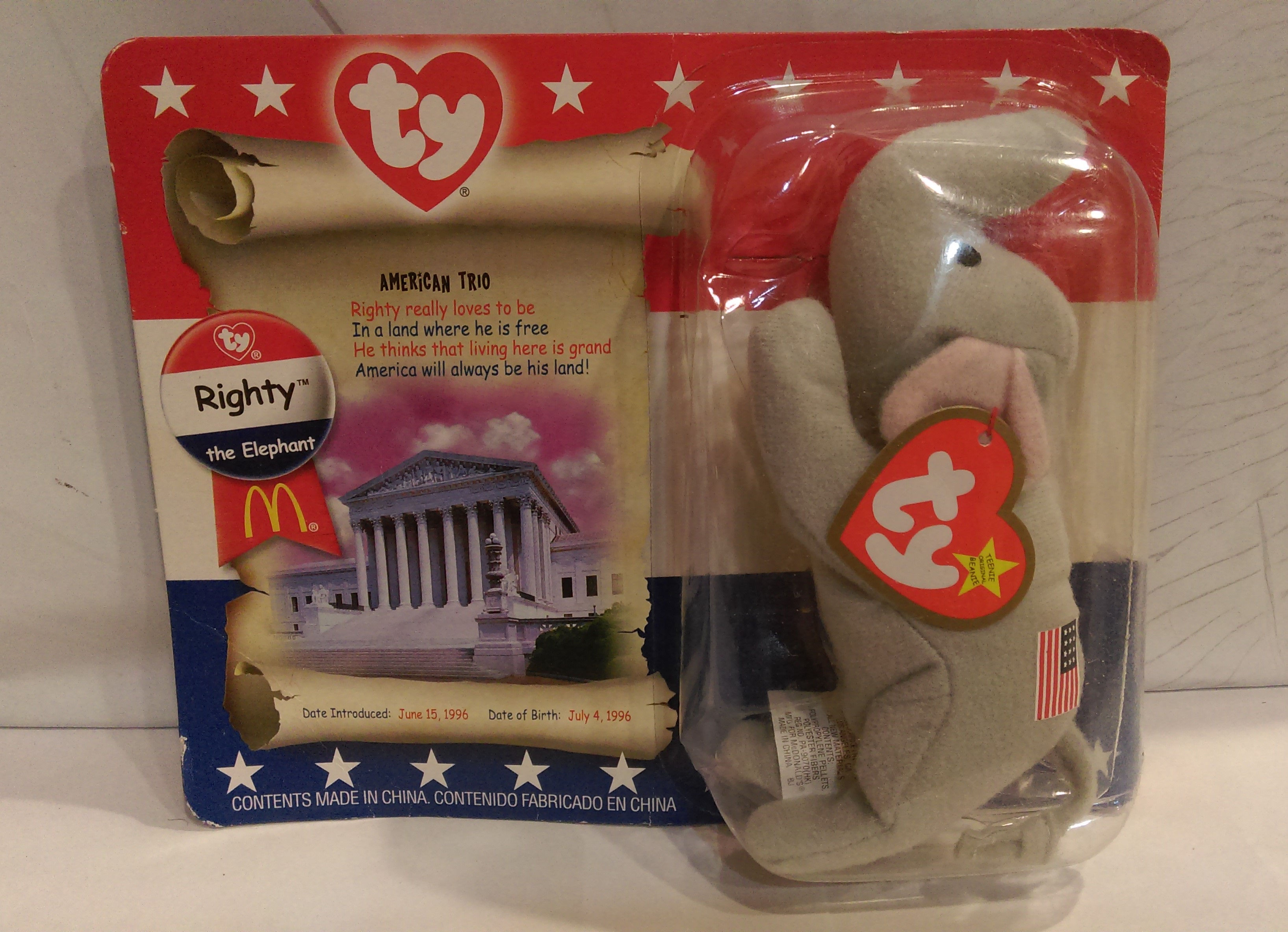 2000 McDonalds TY Beanie Babies "RIGHTY"