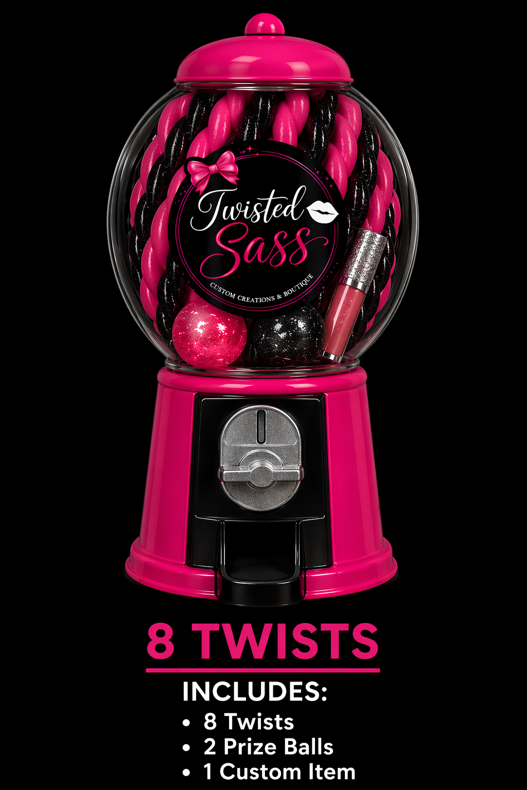 ✨ 8 Twists — $299.97 • 8 Prize Machine Twists • 🎁 +3 Prize Balls • 💅 +1 Cus
