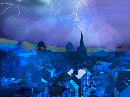 1776: Church struck by lightning causes fires
