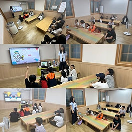 어린이 교통안전 교육을 진행하였습니다. 통학 차량 이용 시 안전하게 탑승하고 하차하는 방법, 학생들이 많이 이용하는 킥보드와 자전거 등에 관해 안전한 사용법과 유의 사항에 대해 교육하는 시간을 가졌습니다.