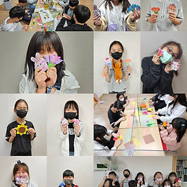 가정의 달을 맞아, 카네이션을 직접 만들고 직접 색칠하고 만든 캐릭터 편지지를 통해 부모님께 전할 문구도 작성해보았습니다. 이어서 해바라기지역아동센터에 걸맞는 ‘해바라기’를 직접 만들어보며 입구를 화사한 해바라기로 꾸밀 수 있었습니다.