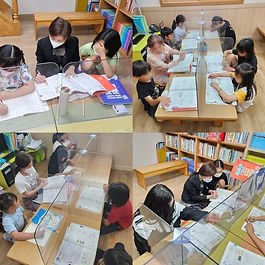 교과목 문제풀이에 집중하는 해바라기아이들, 한 문제씩 차근차근 해결해나갑니다.