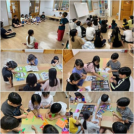 독서, 만들기 활동 및 나를 맞춰봐요 퀴즈 등으로 개별학습과 자유시간을 알차게 보내고 있는 해바라기 아이들입니다.