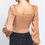 Thumbnail: Long Sleeve Sweetheart Neck Front Ribbon Tie Detail Woven Top