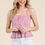 Thumbnail: Lace Peplum Tie Front Ribbed Cami Top