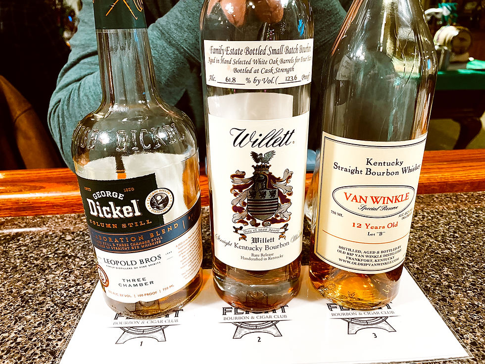 Meeting #24 - Feb '26 - George Dickel x Leopold Bros Rye, Willet Family Estate Small Batch, Van Winkle 12