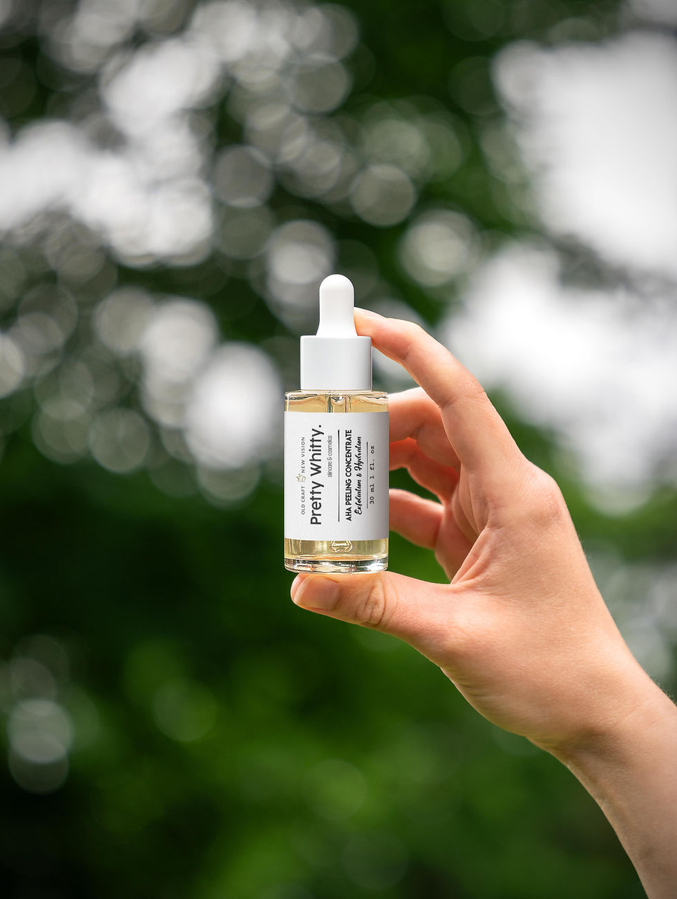 Thumbnail: Colour Photograph in Studio Lighting, Close up Shot of Pretty Whitty's AHA Peeling Concentrate
