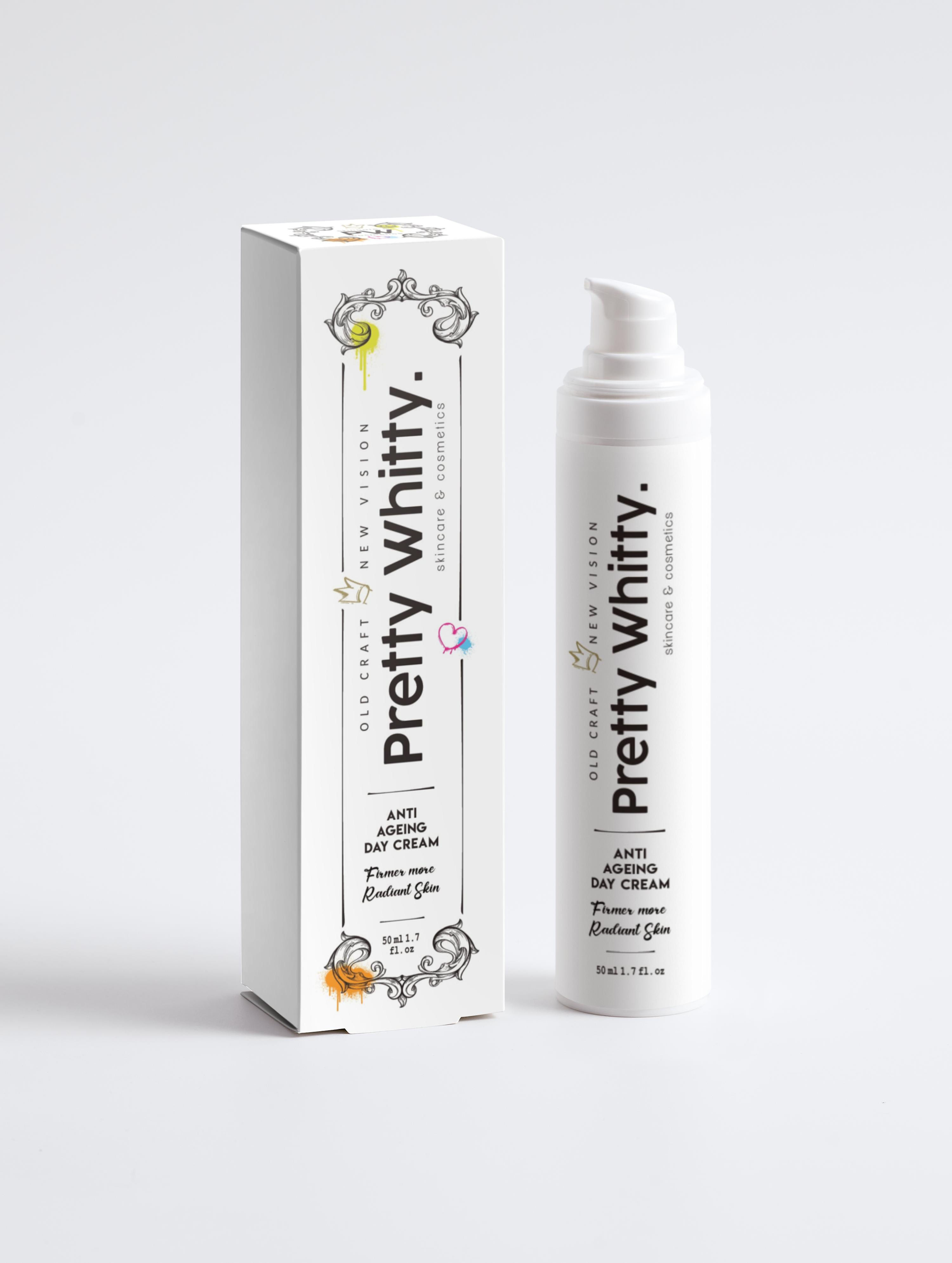 Colour Photograph in Studio Lighting, Close up Shot of Pretty Whitty's Anti Aging Day Cream
