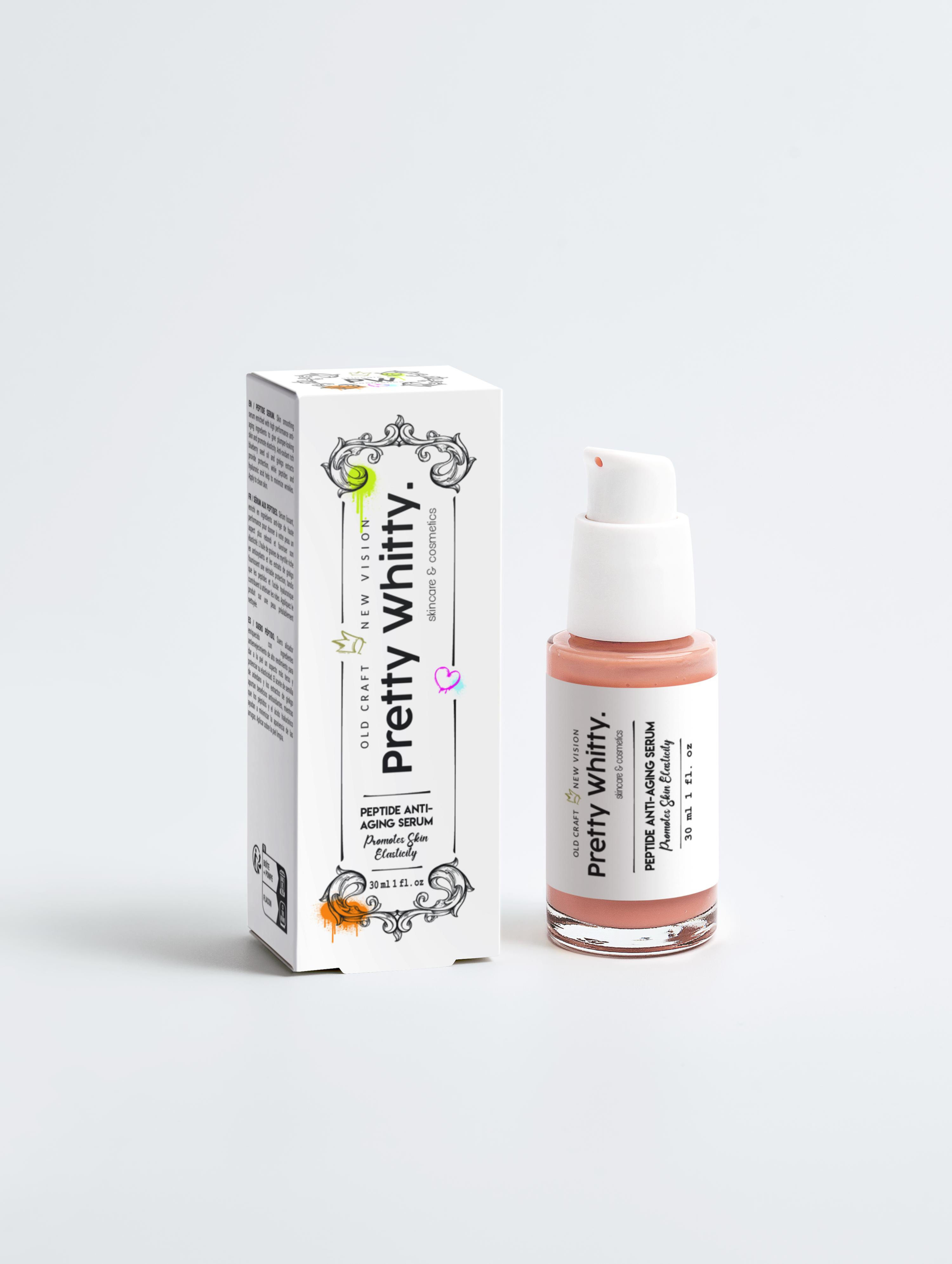 Colour Photograph in Studio Lighting, Close up Shot of Pretty Whitty's Peptide Anti-Aging Serum
