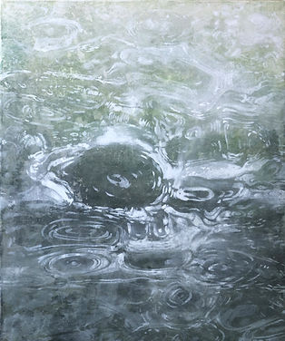 Flow II Pouwered and mineral pigments, on hanji paper – 46× 38 cm – 2025