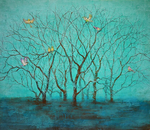 The Assembly of Trees    Mineral pigments, stone pigments, on Hanji – 65× 53 cm – 2016