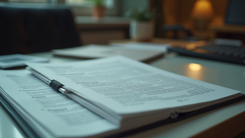 Close-up view of a detailed crime scene dossier on a desk