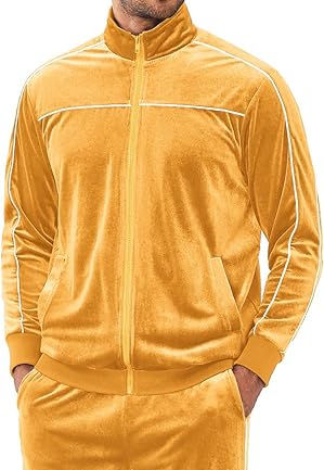 Mens Velour Tracksuit 2 Piece Set
