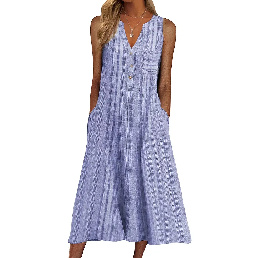 plaid v neck beach dress