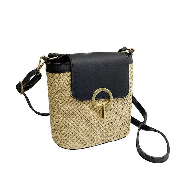 Summer black and rattan purse