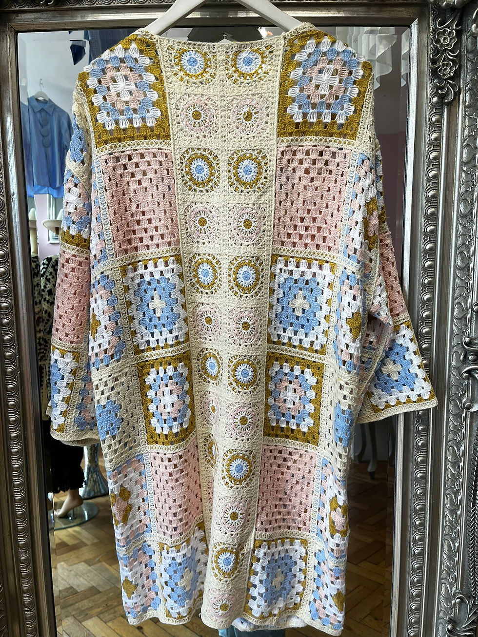 Thumbnail: Crochet Squares Long Cardigan