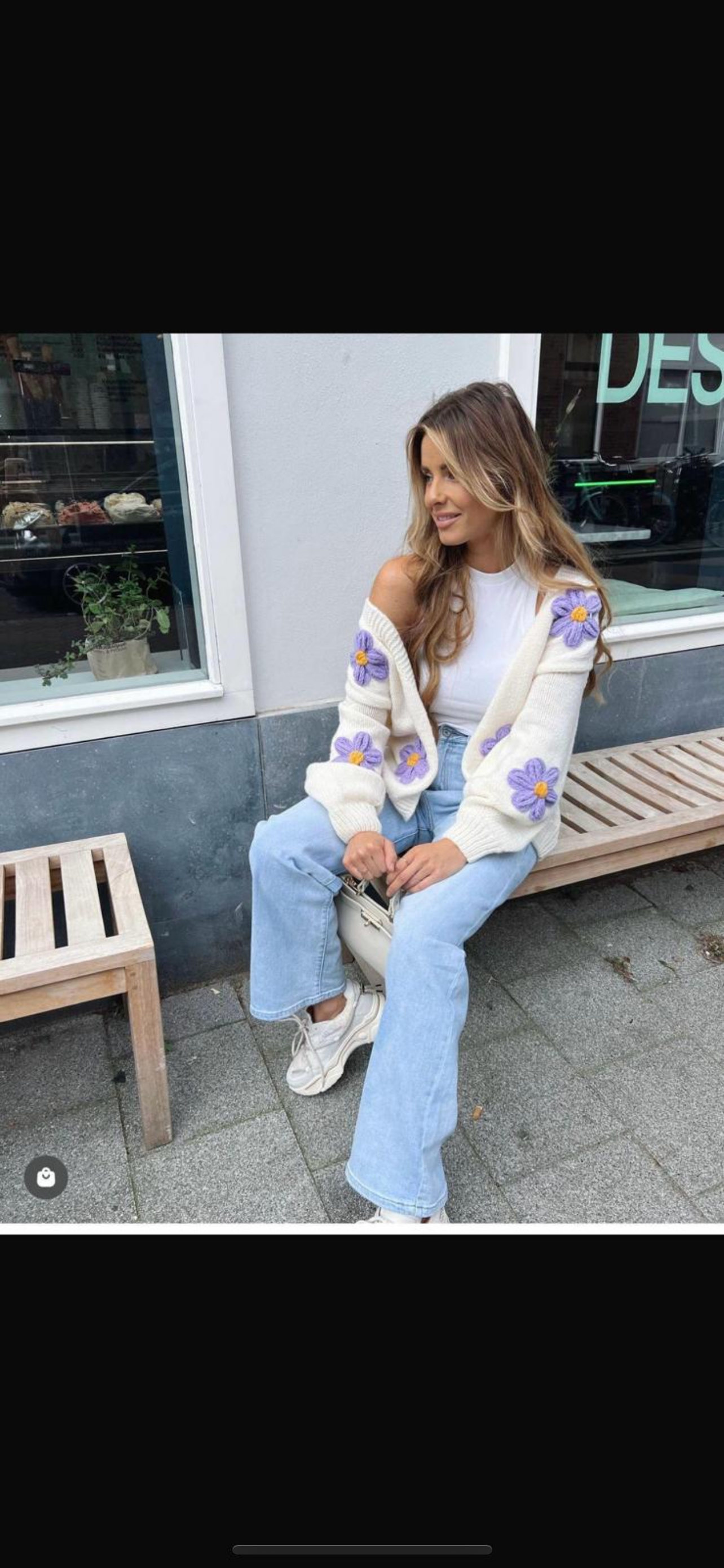 Cream with Lavender Daisy Cardigan