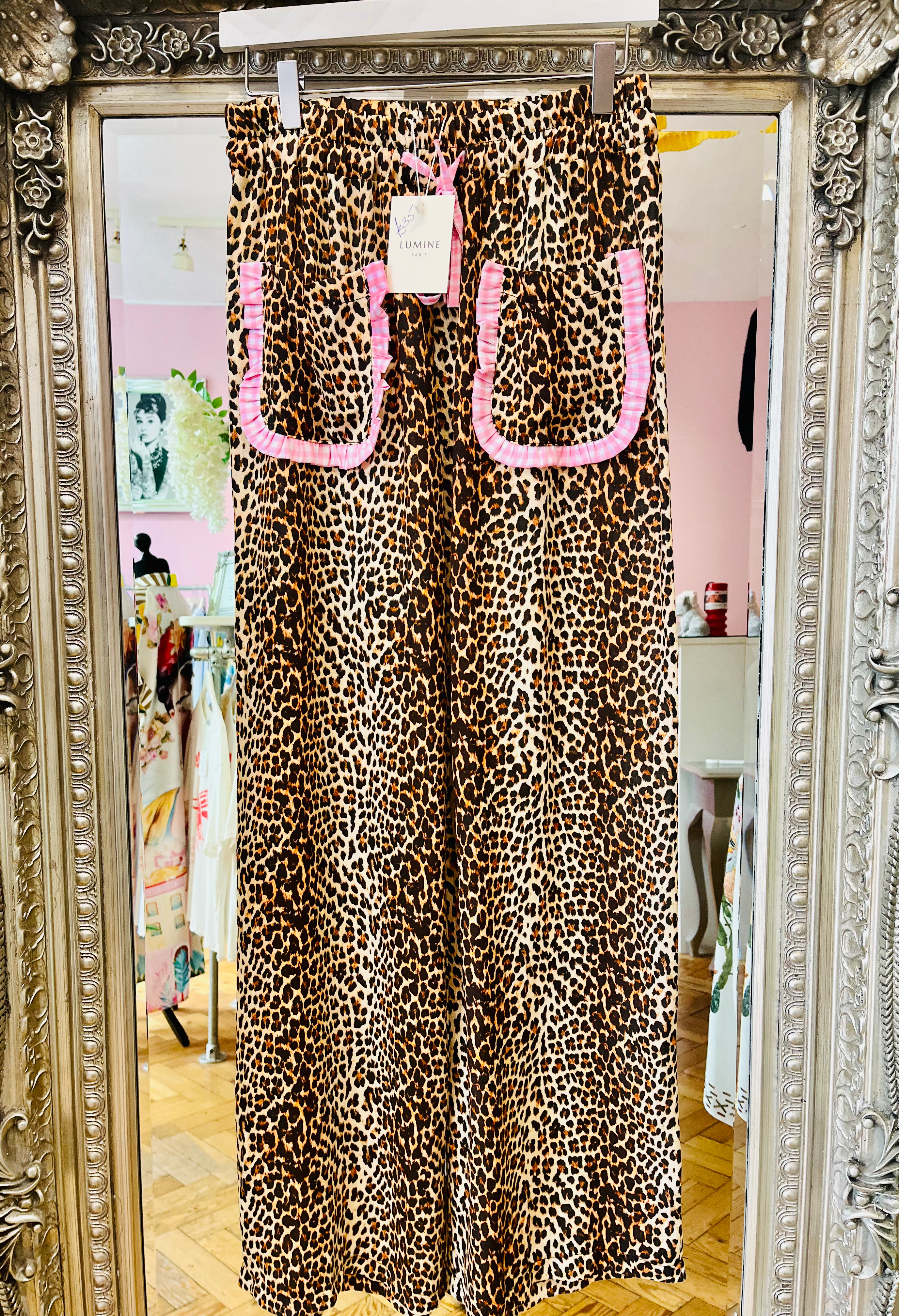 Leopard Trouser with Gingham Detail