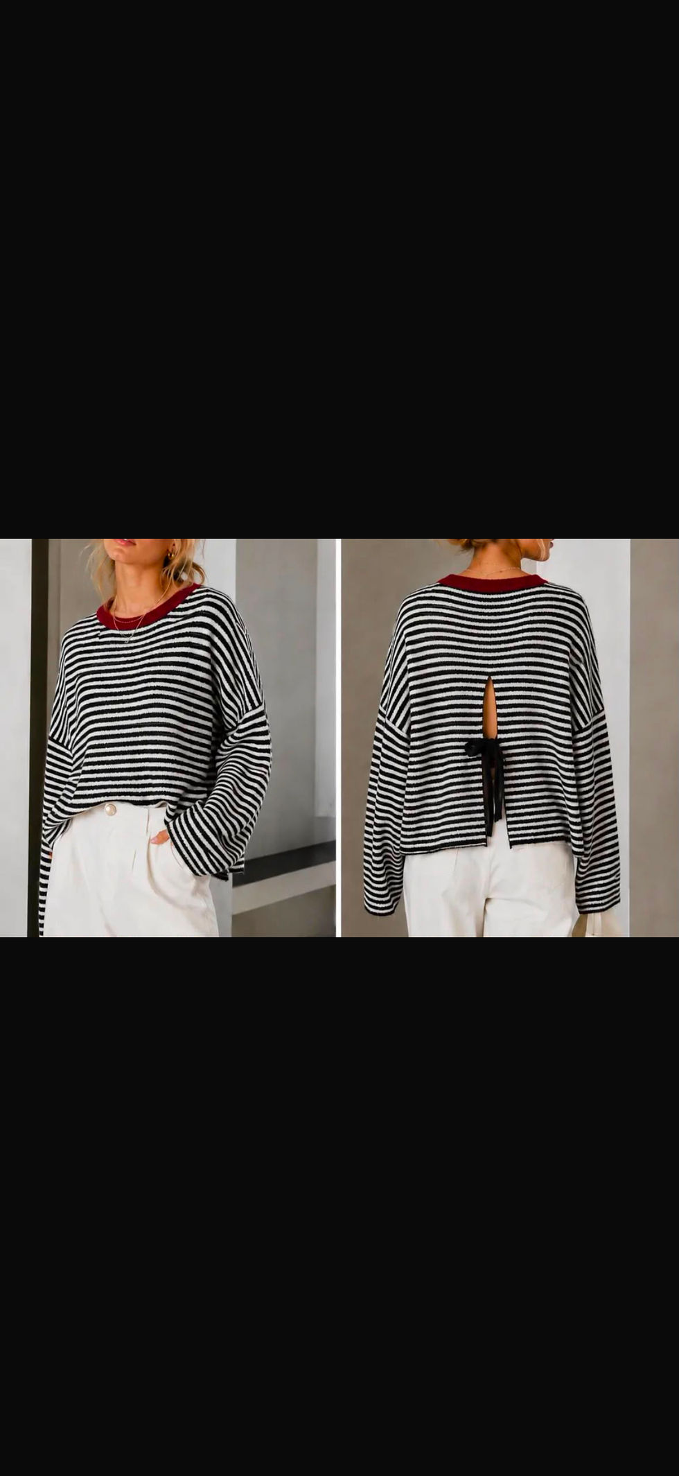 Thumbnail: Stripe knit jumper with tie detail