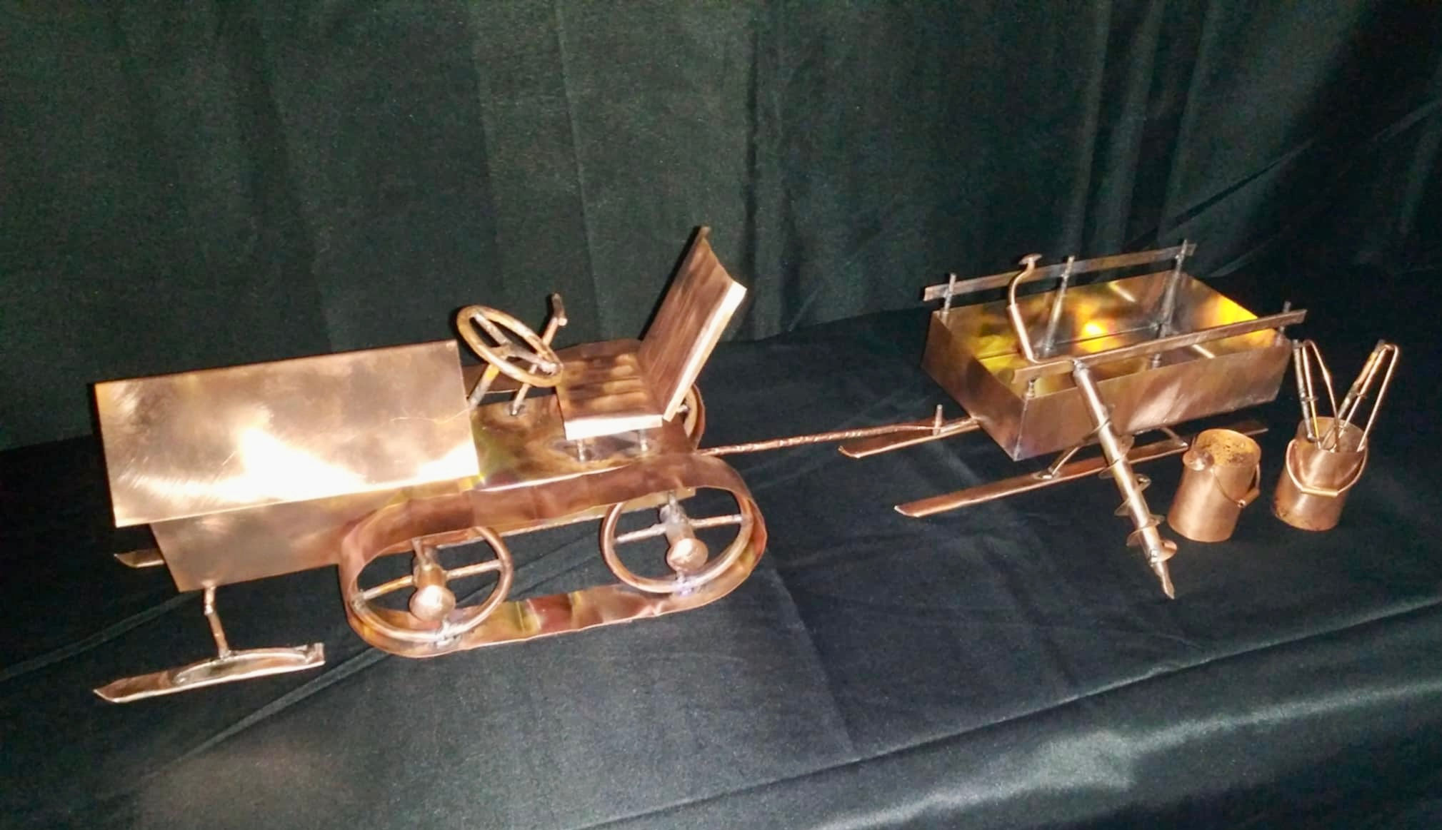 Rat Rod Snowmobile With Trailer and Fishing Gear