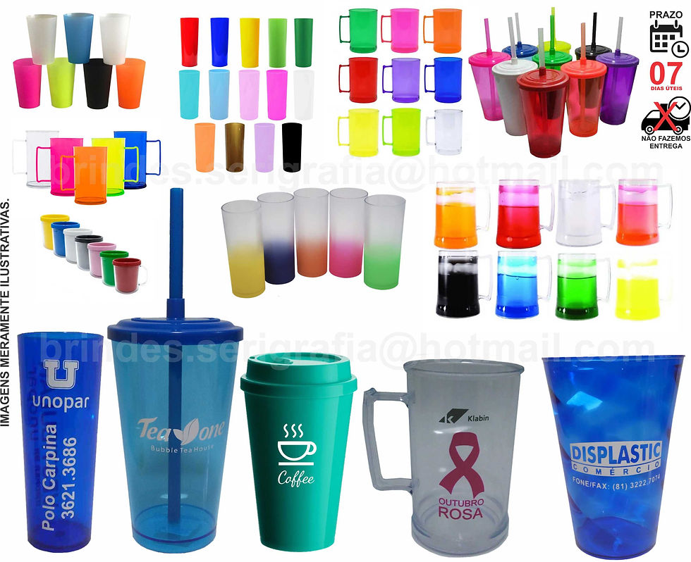COPOS DE PLÁSTICO PERSONALIZADOS  - BRINDES E SERIGRAFIA EM RECIFE