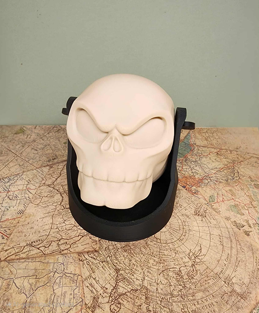 3D printed desk clock with skull shaped back