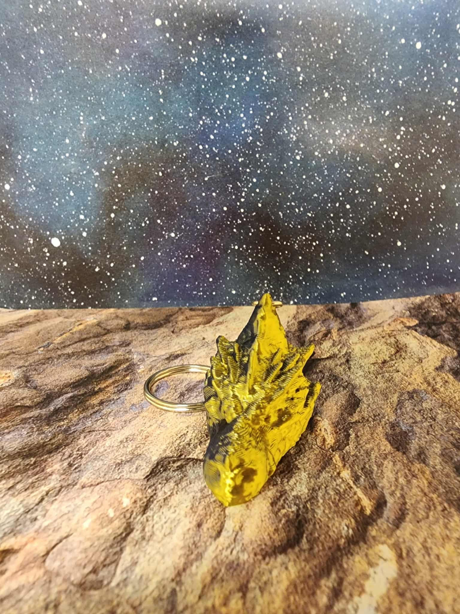 3D printed rock dragon head keychain
