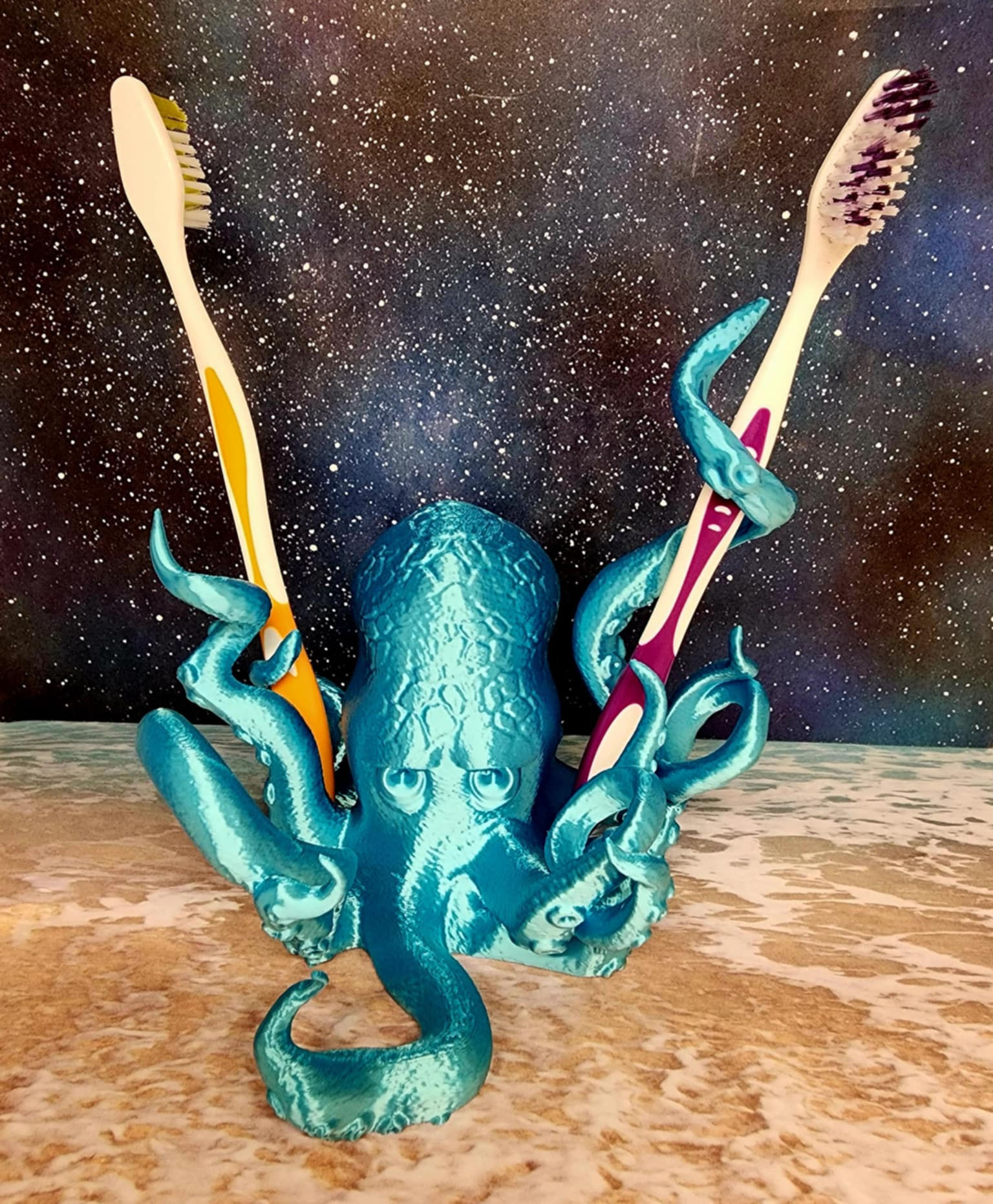 3D printed octopus shaped toothbrush holder