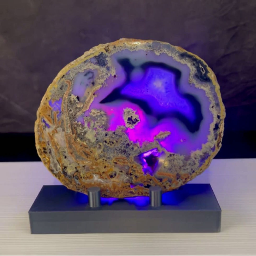 Thumbnail: Video of custom designed 3D printed Lighted Slab Stand wit LED Light Puck on and slowly fading through various colors