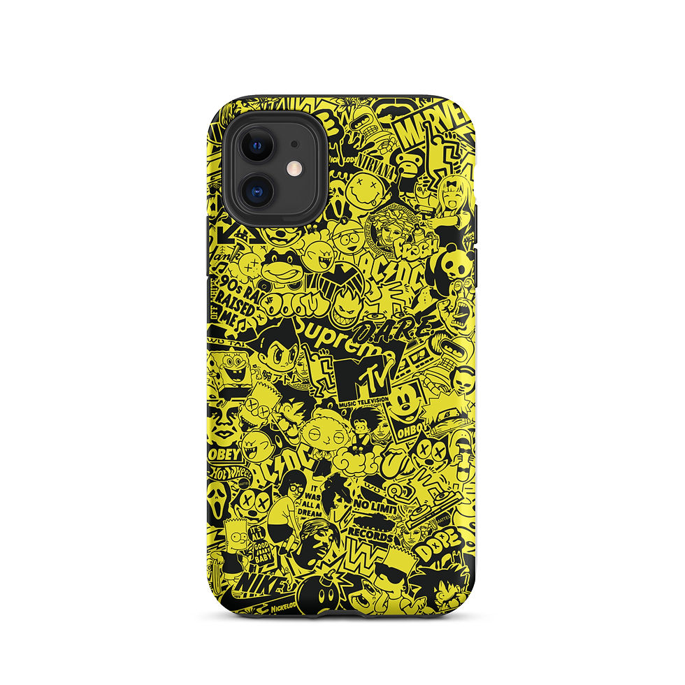 Thumbnail: Pop Culture Logo Collage (Yellow/Black) - Tough iPhone® Case