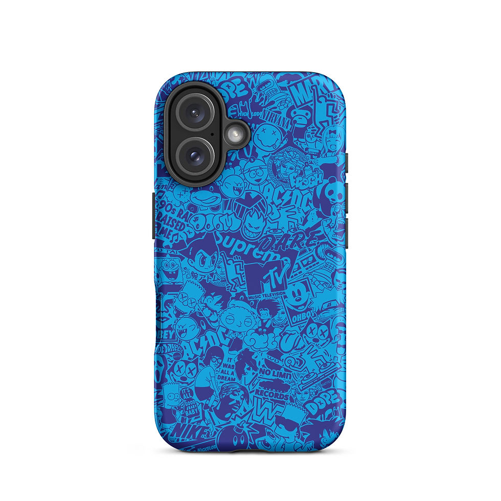 Thumbnail: Pop Culture Logo Collage (Blue/Navy) - Tough iPhone® Case