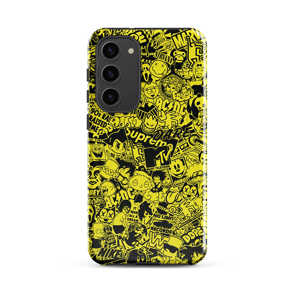 Thumbnail: Pop Culture Logo Collage (Yellow/Black) - Tough Samsung® Case