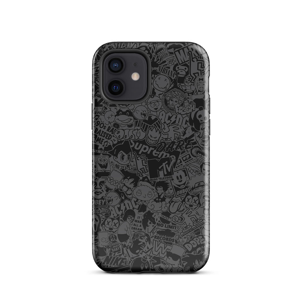 Thumbnail: Pop Culture Logo Collage (Black/Grey) - Tough iPhone® Case