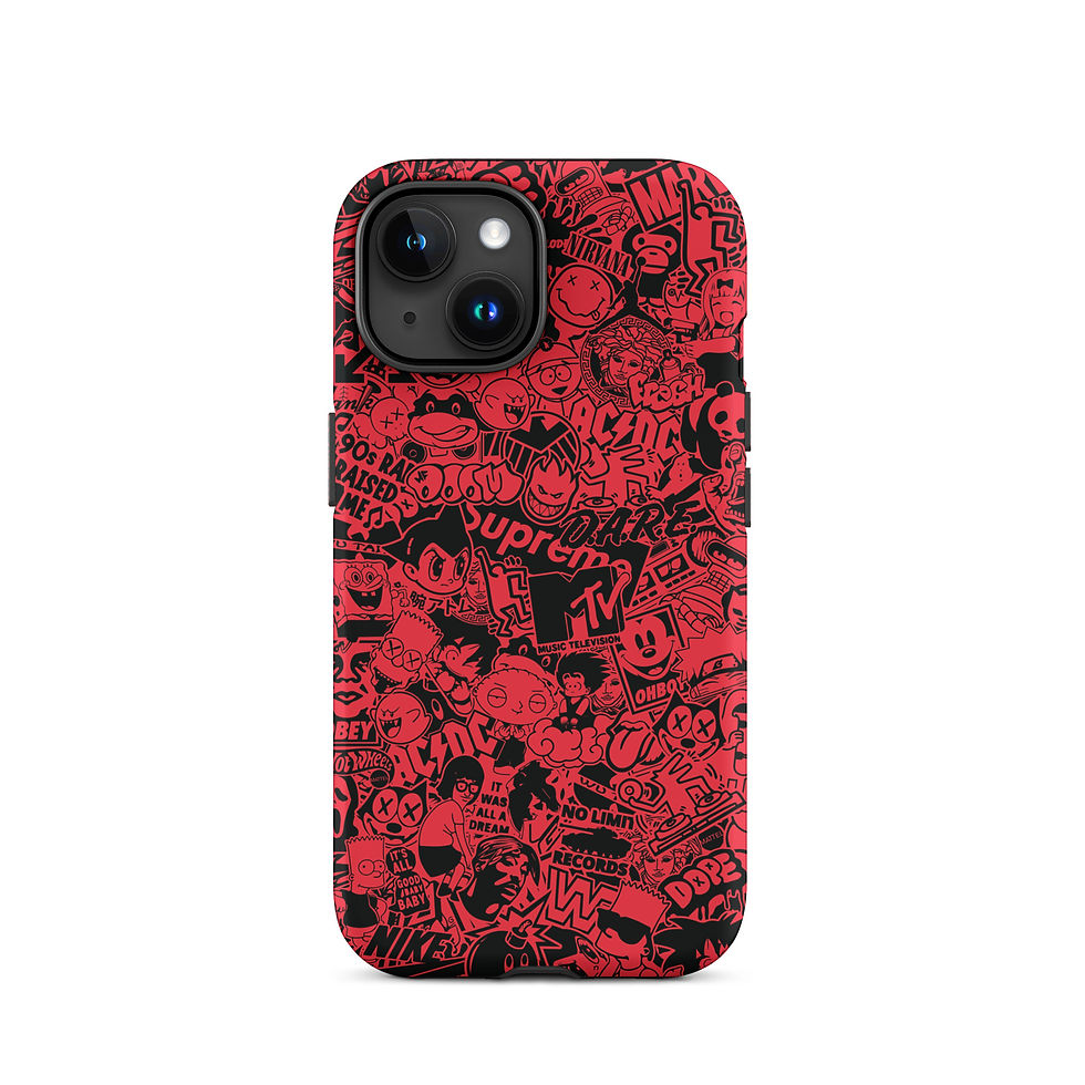Thumbnail: Pop Culture Logo Collage (Red/Black) - Tough iPhone® Case 