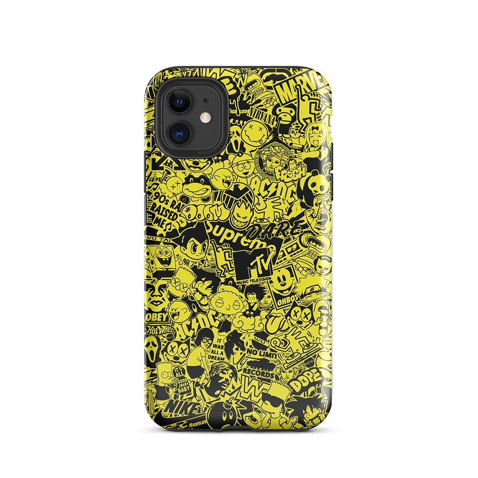 Thumbnail: Pop Culture Logo Collage (Yellow/Black) - Tough iPhone® Case