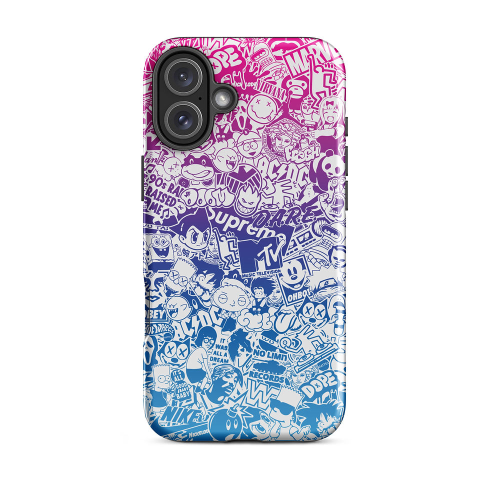 Thumbnail: Pop Culture Logo Collage (Gradient/White) - Tough iPhone® Case