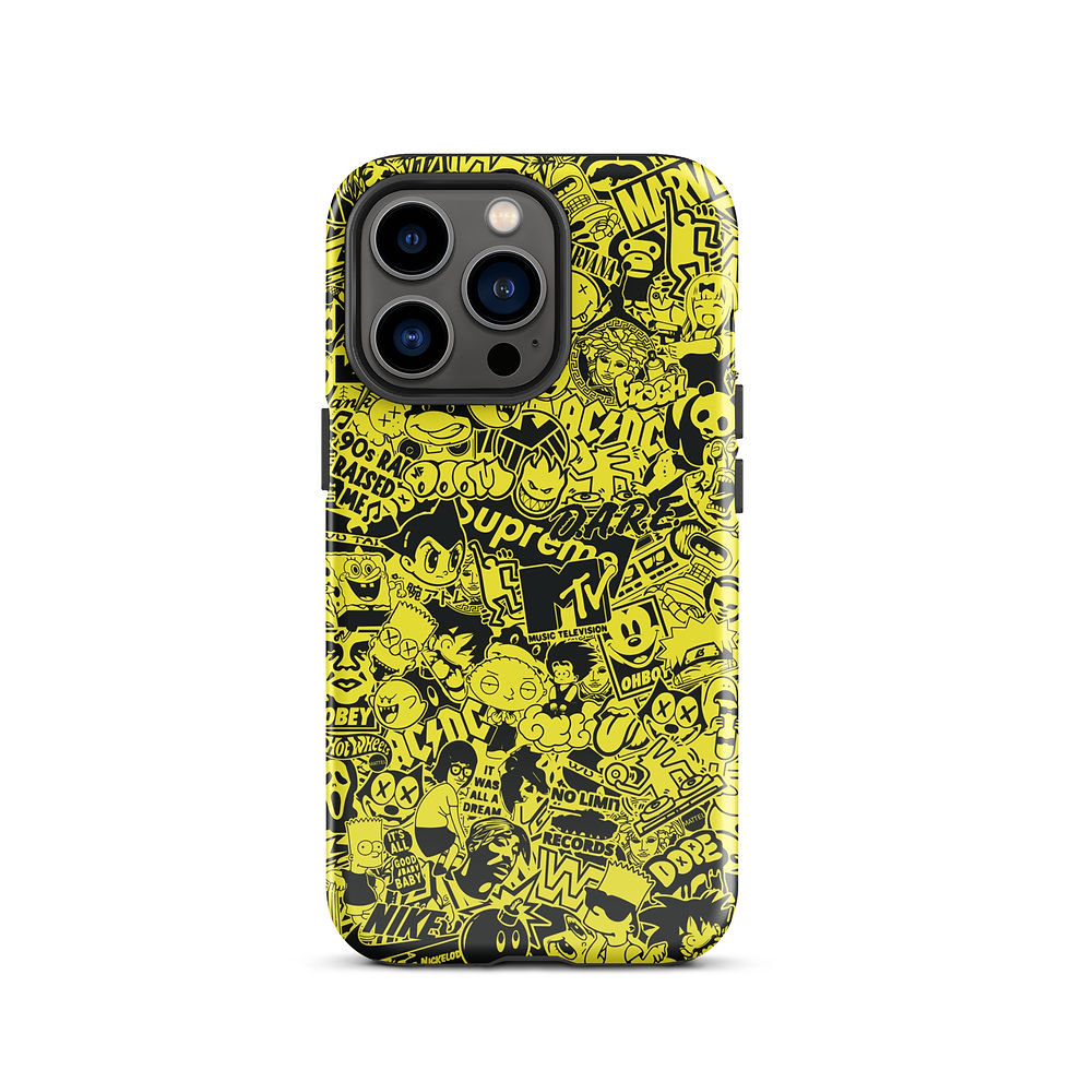 Thumbnail: Pop Culture Logo Collage (Yellow/Black) - Tough iPhone® Case